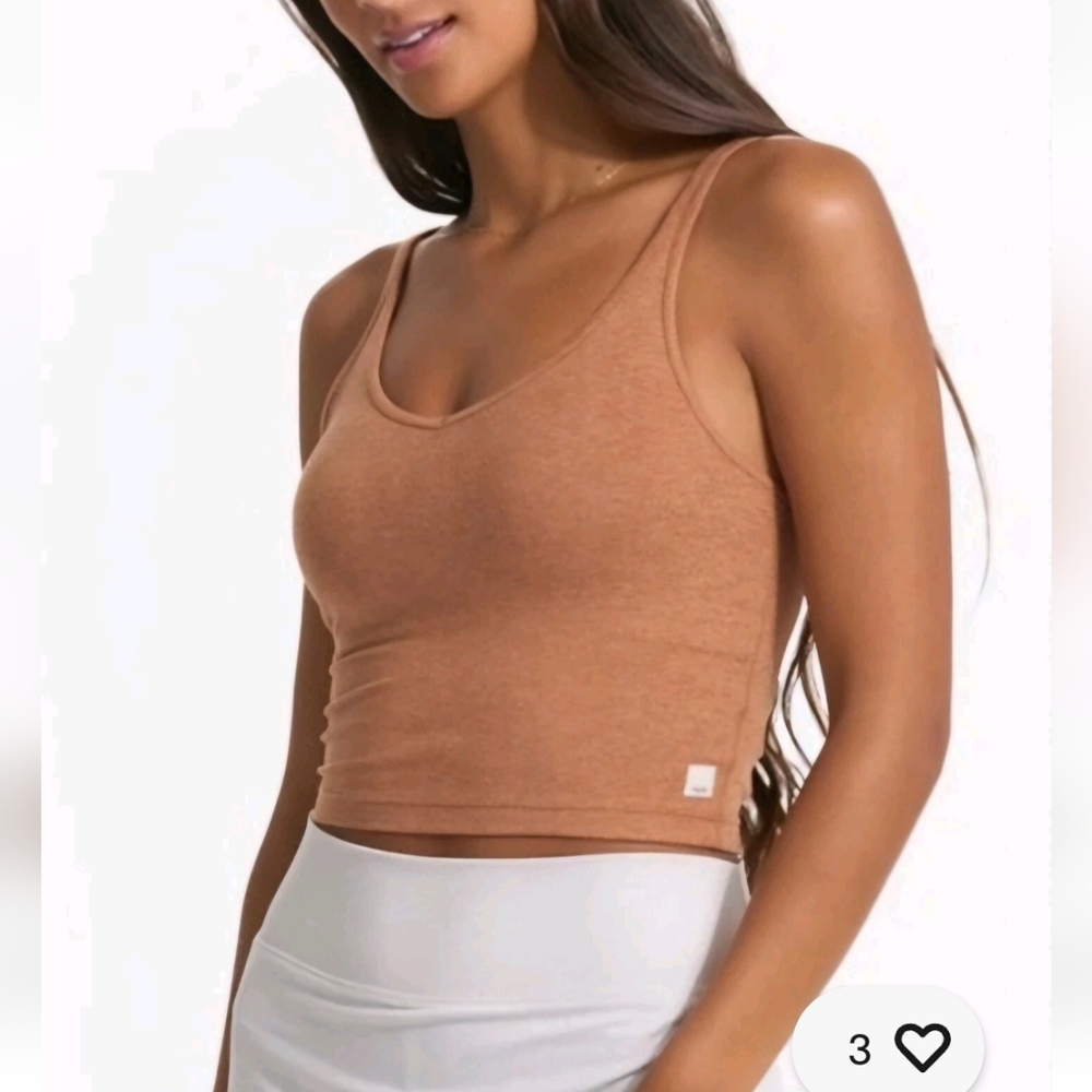 Vuori Halo Performance Crop Top Large Palo Santo Heather
